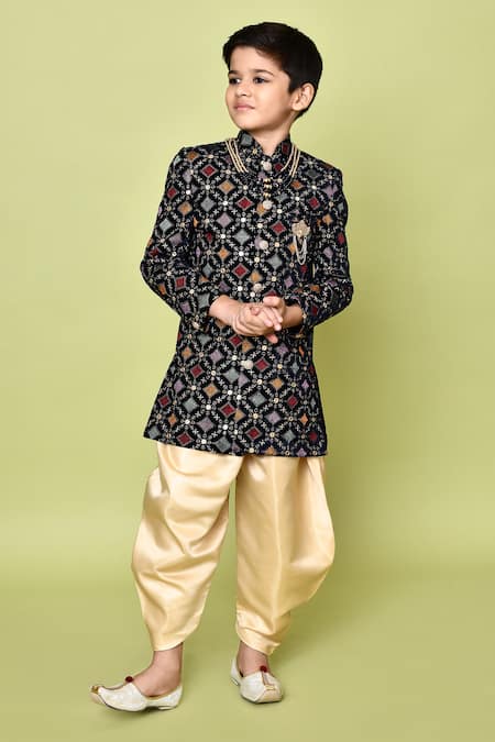 Samyukta Singhania Embroidered Velvet Sherwani & Dhoti Pant Set 