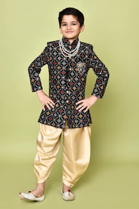 Samyukta Singhania Velvet Embroidered Sherwani & Dhoti Pant Set 