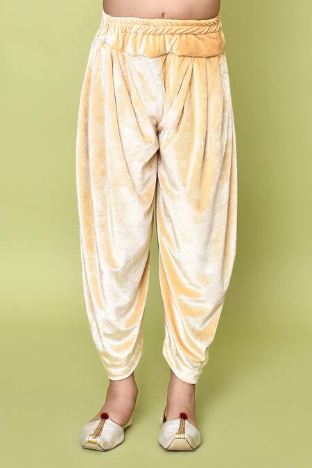 Shop_Petite Pomme_Black Velvet, Satin Sequins, Embroidery Sherwani And Dhoti Pant Set 