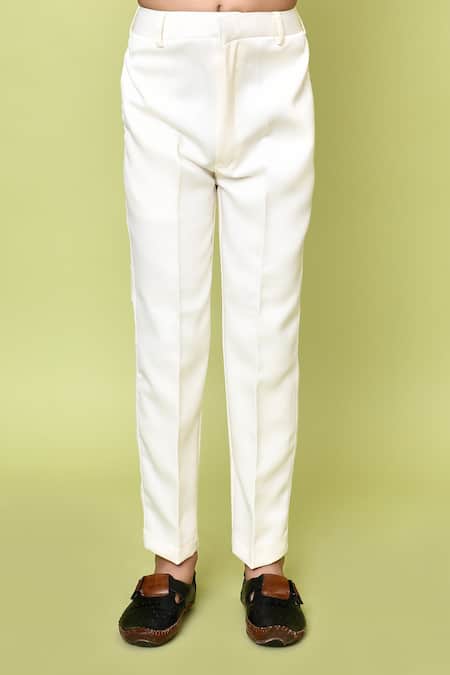 Petite Pomme_Beige Jacquard, Polyester, Terrycloth Sequins, Embroidery Sherwani And Trouser Set _Online_at_Aza_Fashions