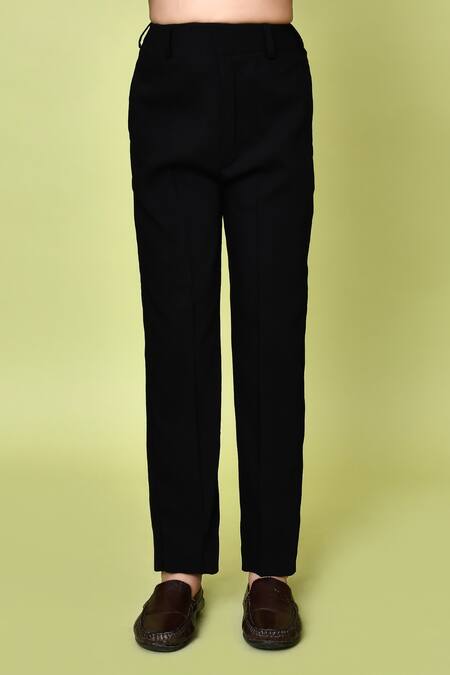 Petite Pomme_Black Terrycloth, Polyester Embroidery Thread Suit Set _Online_at_Aza_Fashions