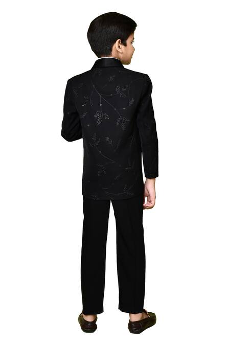 Buy_Petite Pomme_Black Terrycloth, Polyester Embroidery Thread Suit Set 