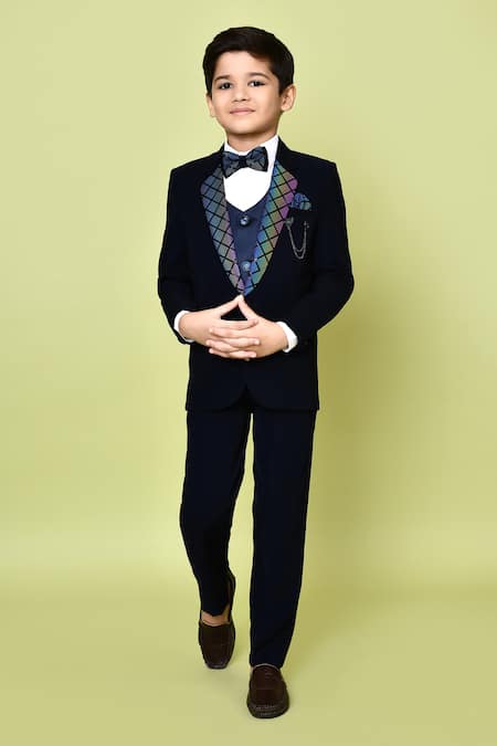 Petite Pomme Printed Lapel Coat Pant Set 