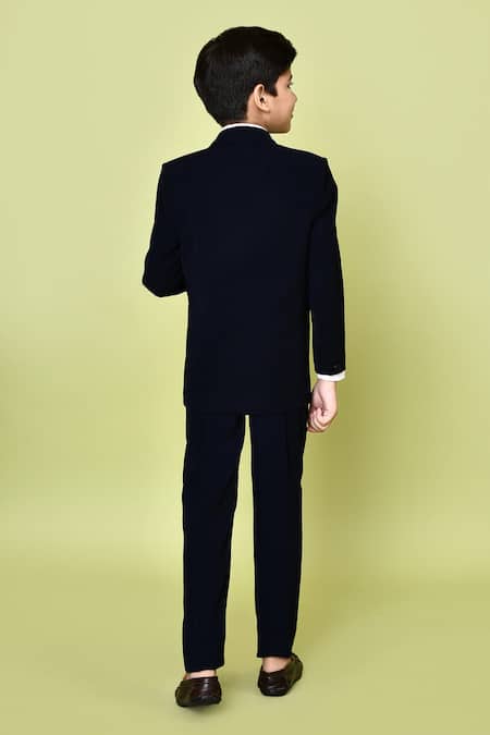 Petite Pomme Printed Lapel Coat Pant Set 