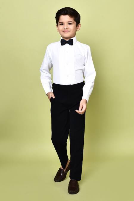 Petite Pomme_Navy Satin, Polyester, Cotton, Terrycloth Cut Blue Embellished Coat Pant Set _Online_at_Aza_Fashions