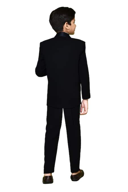 Shop Petite Pomme Navy Satin, Polyester, Cotton, Terrycloth Cut Blue Embellished Coat Pant Set Online at Aza Fashions Shop_Petite Pomme_Navy Satin, Polyester, Cotton, Terrycloth Cut Blue Embellished Coat Pant Set _Online_at_Aza_Fashions