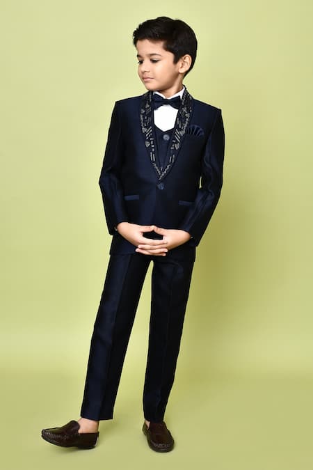 Petite Pomme Hand Embellished Coat & Pant Set 