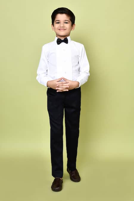 Petite Pomme_Blue Cotton Satin, Polyester Fleur Print Coat And Pant Set _Online_at_Aza_Fashions