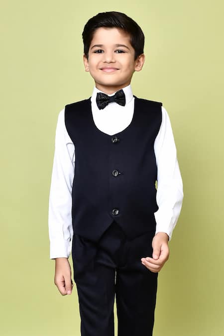 Buy_Petite Pomme_Blue Cotton Satin, Polyester Fleur Print Coat And Pant Set _Online_at_Aza_Fashions