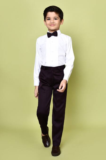 Petite Pomme_Wine Cotton Satin, Polyester, Terrycloth Sequins Embroidered Coat Set _Online_at_Aza_Fashions