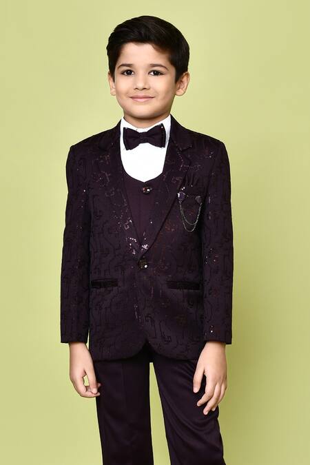 Shop Petite Pomme Wine Cotton Satin, Polyester, Terrycloth Sequins Embroidered Coat Set Online at Aza Fashions Shop_Petite Pomme_Wine Cotton Satin, Polyester, Terrycloth Sequins Embroidered Coat Set _Online_at_Aza_Fashions