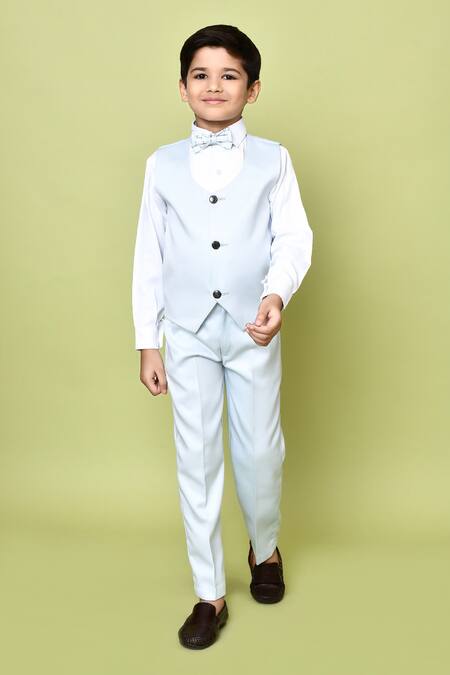 Buy_Petite Pomme_Sky Blue Cotton Satin, Polyester Sequins Embroidered Coat Pant Set _Online_at_Aza_Fashions