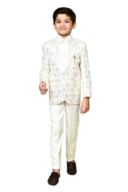 Buy Petite Pomme Cream Cotton Satin Sequins Geometric Embroidered Coat Pant Set Buy_Petite Pomme_Cream Cotton Satin Sequins Geometric Embroidered Coat Pant Set