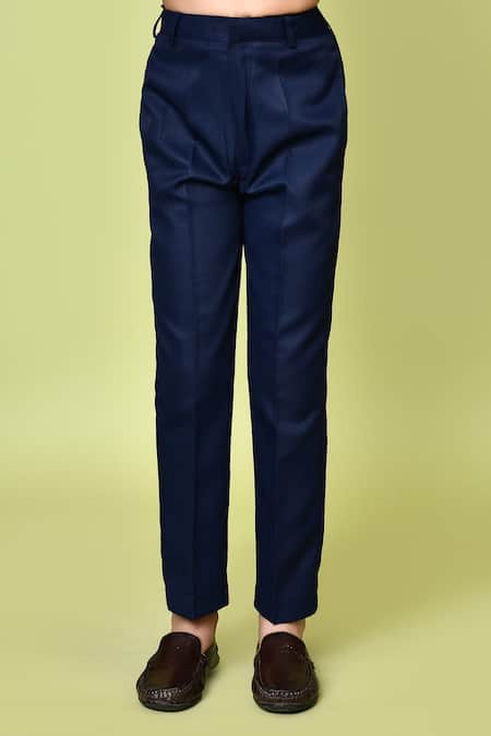 Shop_Petite Pomme_White Cotton, Polyester, Terrycloth Embroidery Navy Floral Print Suit Set