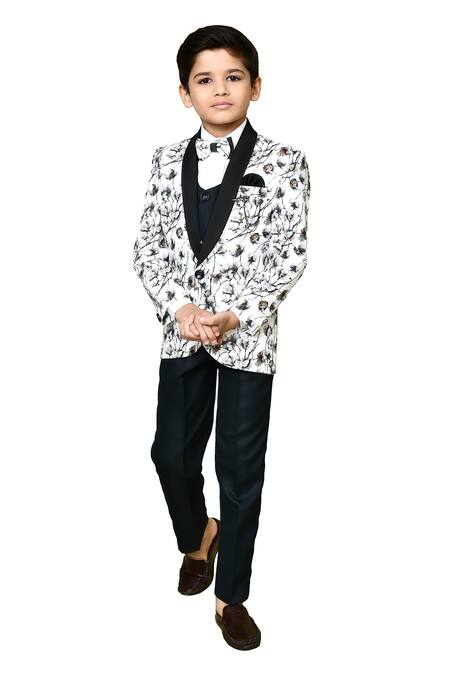 Shop_Petite Pomme_White Polyester, Terrycloth, Cotton Embroidery Blooming Tree Print Suit Set