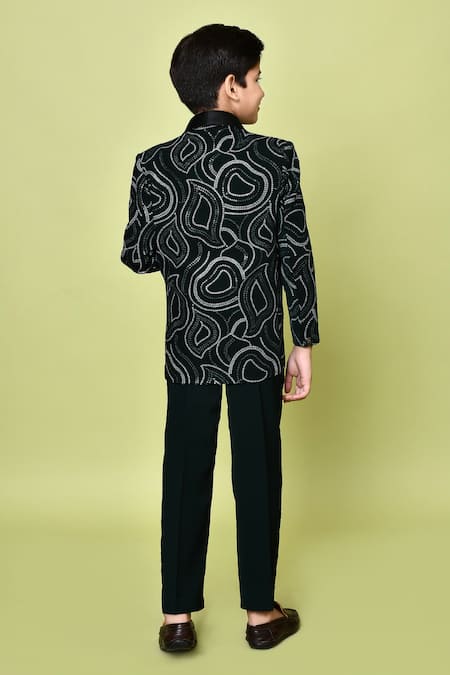Petite Pomme Abstract Sequin Embroidered Coat & Pant Set 