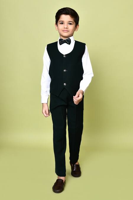 Buy_Petite Pomme_Black Terrycloth, Polyester Sequins Abstract Embroidered Coat And Pant Set _Online_at_Aza_Fashions