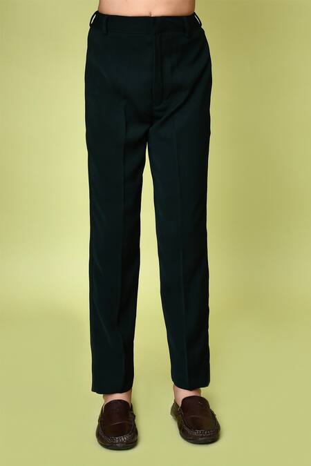 Shop_Petite Pomme_Black Terrycloth, Polyester Sequins Abstract Embroidered Coat And Pant Set 