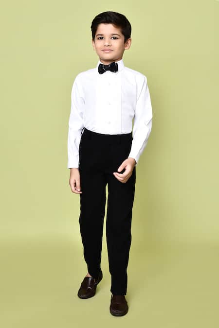 Petite Pomme_Black Terrycloth, Polyester, Cotton Sequins Abstract Embroidered Coat Pant Set _Online_at_Aza_Fashions