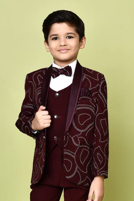 Buy Petite Pomme Maroon Polyester, Cotton, Terrycloth Abstract Pattern Work Coat Pant Set Buy_Petite Pomme_Maroon Polyester, Cotton, Terrycloth Abstract Pattern Work Coat Pant Set