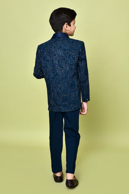 Petite Pomme Teal Blue Aari Embroidered Suit Set 