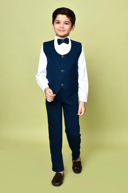 Buy_Petite Pomme_Blue Cotton , Terrycloth, Polyester, Cotton, Teal Aari Suit Set _Online_at_Aza_Fashions