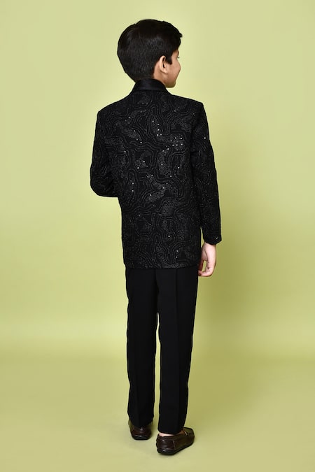 Petite Pomme Black Aari Work Suit Set 