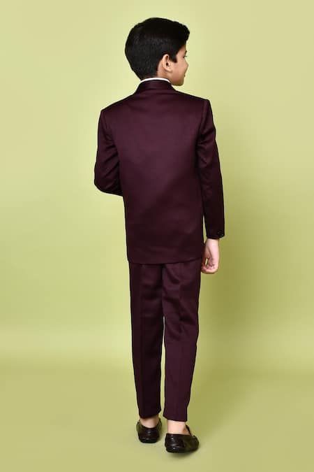 Petite Pomme Coat Suit Set With Leaf Embroidered Vest 