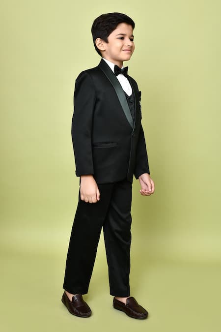 Buy_Petite Pomme_Green Cotton Satin, Polyester, Jacquard Coat Co-ord Set With Leaf Vest 