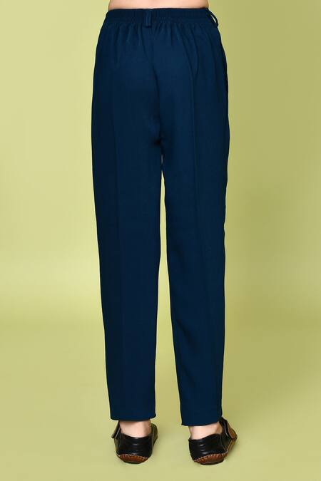 Petite Pomme_Blue Terrycloth, Polyester Sequins Embroidered Sherwani Trouser Set _Online_at_Aza_Fashions