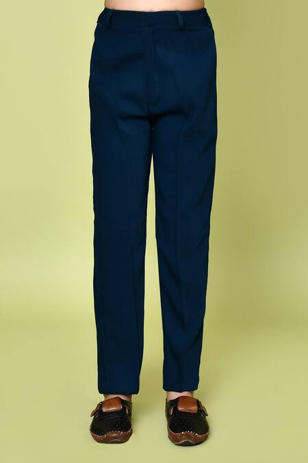 Buy_Petite Pomme_Blue Terrycloth, Polyester Sequins Embroidered Sherwani Trouser Set _Online_at_Aza_Fashions