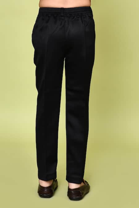 Petite Pomme_Black Velvet, Polyester, Terrycloth Sequin Embroidered Sherwani Set _Online_at_Aza_Fashions