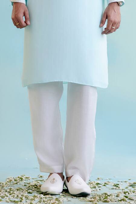 Shop Nero India Blue Linen, Georgette Embroidery Floral Dori Straight Kurta Online at Aza Fashions Shop_Nero India_Blue Linen, Georgette Embroidery Floral Dori Straight Kurta _Online_at_Aza_Fashions