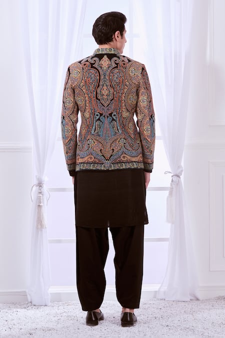 Taroob Vintage Kashmiri Sozni Embroidered Bandhgala 