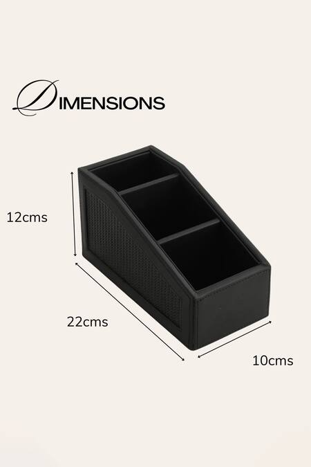 Nadora_Black Vegan Leather Braided Remote Organiser_at_Aza_Fashions