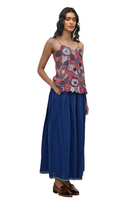 Payal Pratap Blue Handloom Linen Solid Licata Wide-legged Pant Online at Aza Fashions Payal Pratap_Blue Handloom Linen Solid Licata Wide-legged Pant _Online_at_Aza_Fashions