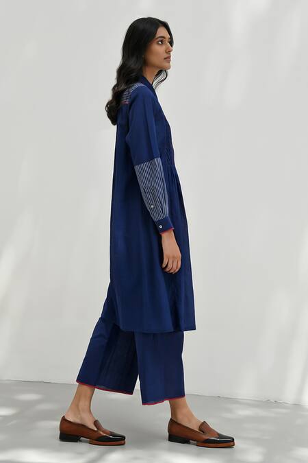 Buy Payal Pratap Blue Handloom Cotton Florina Solid Straight Pant Online at Aza Fashions Buy_Payal Pratap_Blue Handloom Cotton Florina Solid Straight Pant _Online_at_Aza_Fashions