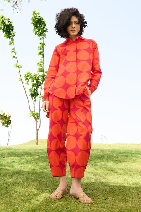 RAAS LIFE Marigold Polka Print Shirt & Trouser Set 