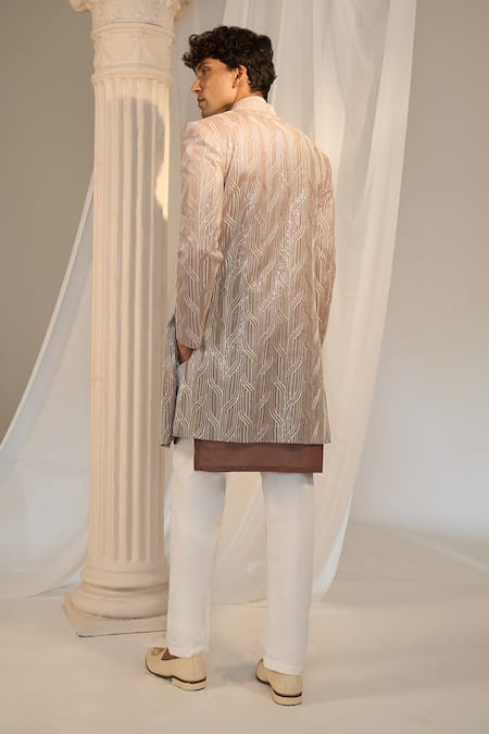 Soniya G X AZA_Pink Tussar, Chanderi , Embroidery, Chikankari Jacket Kurta Set _Online_at_Aza_Fashions