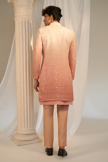 Soniya G X AZA Floral Chikankari Embroidered Achkan Set 