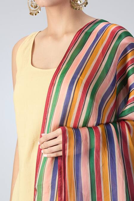 Buy Kshitij Jalori Multi Color Silk Satin Organza Digital Print Striped Amer Dupatta Online at Aza Fashions Buy_Kshitij Jalori_Multi Color Silk Satin Organza Digital Print Striped Amer Dupatta_Online_at_Aza_Fashions