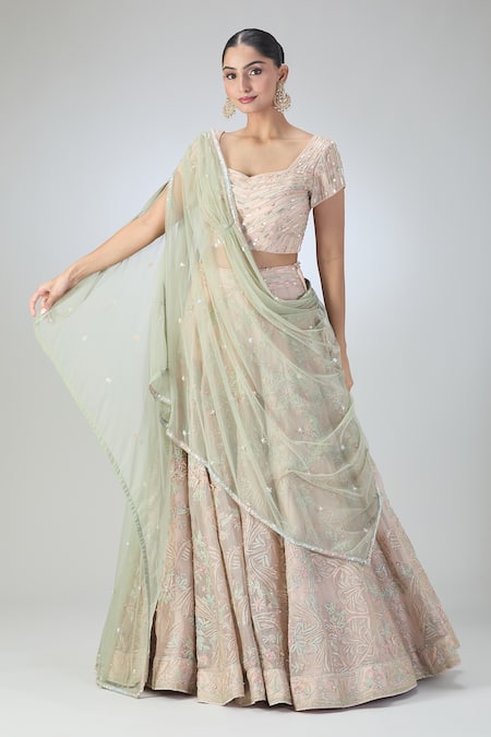 VARUN NIDHIKA Vine Embroidered Lehenga Set 