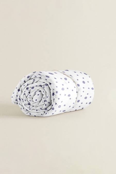 Shop_The Baby Atelier_Purple Organic Cotton Polka Dot Print Baby Quilt _at_Aza_Fashions