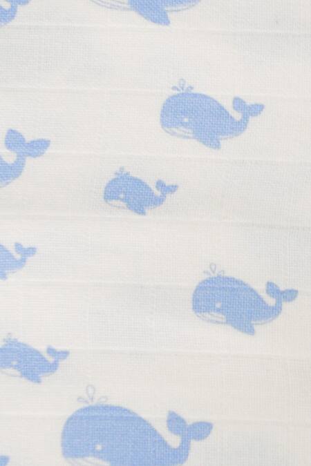 The Baby Atelier_Blue Organic Cotton Whale Print Baby Quilt _Online_at_Aza_Fashions