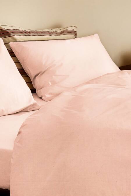 Shop_The Baby Atelier_Pink Organic Cotton Plain Duvet Cover _at_Aza_Fashions