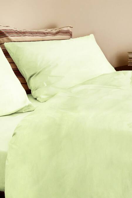 Shop The Baby Atelier Green Organic Cotton Single Duvet Cover at Aza Fashions Shop_The Baby Atelier_Green Organic Cotton Single Duvet Cover_at_Aza_Fashions
