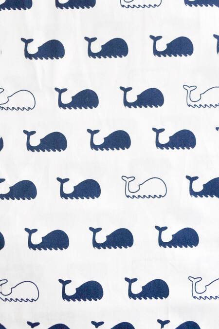 Buy_The Baby Atelier_White Organic Cotton Dolphin Print Duvet Cover_Online_at_Aza_Fashions