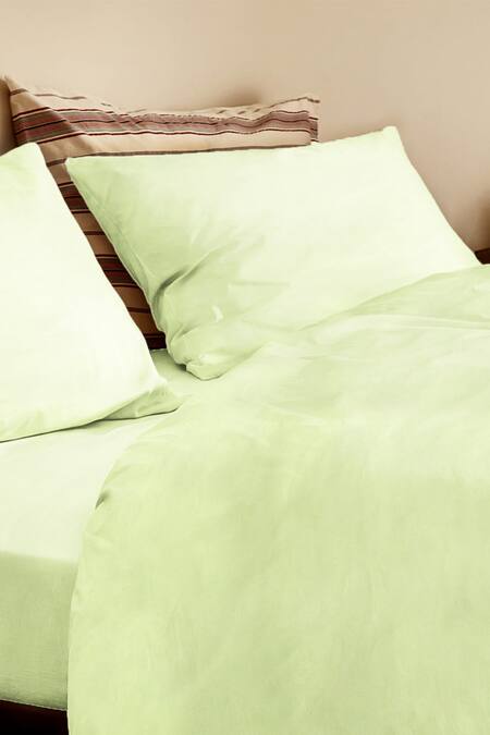 Shop The Baby Atelier Green Organic Cotton Solid Duvet Cover at Aza Fashions Shop_The Baby Atelier_Green Organic Cotton Solid Duvet Cover_at_Aza_Fashions