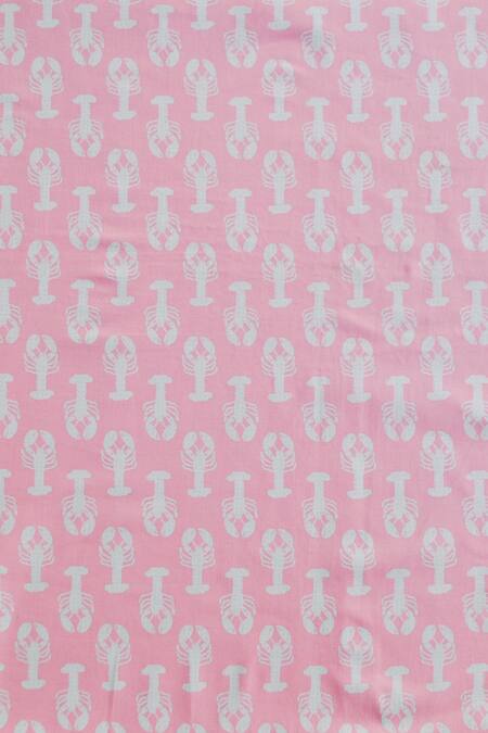 Buy_The Baby Atelier_Pink Organic Cotton Crab Print Junior Bed Cover _Online_at_Aza_Fashions