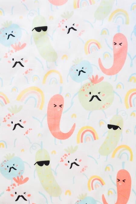 Buy The Baby Atelier Multi Color Organic Cotton Rainbow Vegetables Print Junior Bed Cover Online at Aza Fashions Buy_The Baby Atelier_Multi Color Organic Cotton Rainbow Vegetables Print Junior Bed Cover_Online_at_Aza_Fashions